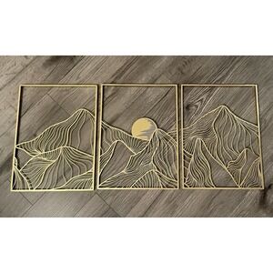 Gold‎ Metal Wall Art 3 Pieces Lightweight 16" X 12"